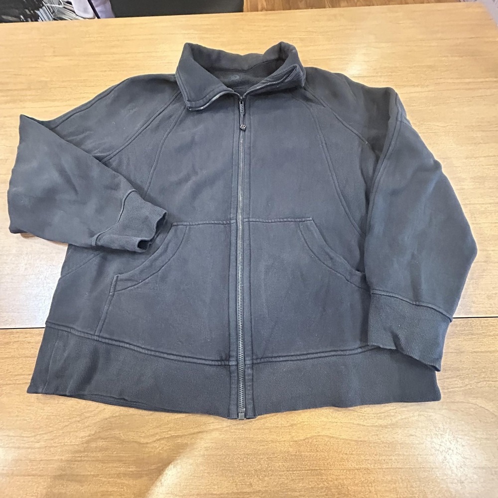 Lululemon Jacket Womens M/L Gray Fleece Full Zip‎ Thumbholes Pockets Athletic